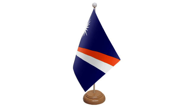 Marshall Islands Small Flag with Wooden Stand